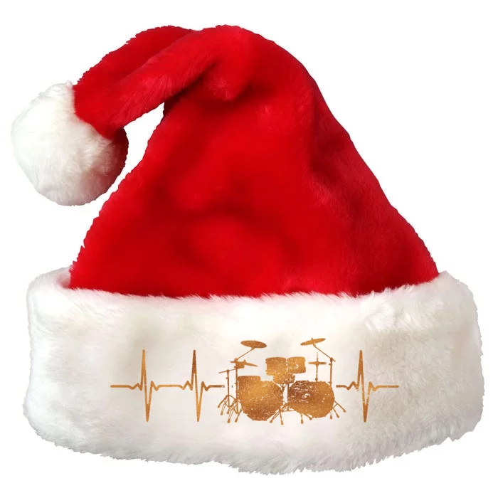 Drums Heartbeat Rock Music Lover Band Member Drummers Cute Gift Premium Christmas Santa Hat