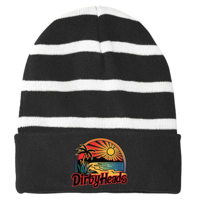 Dirty Heads Retro Beach Gift Striped Beanie with Solid Band