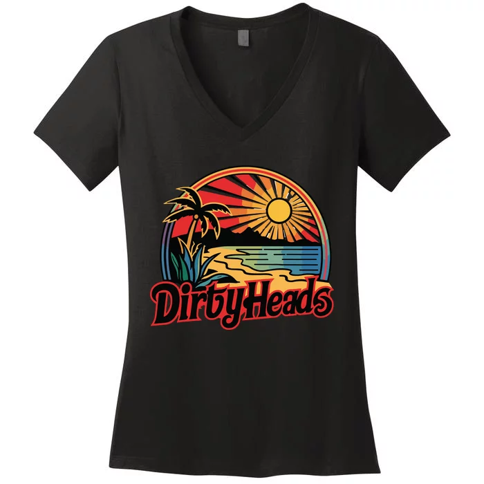 Dirty Heads Retro Beach Women's V-Neck T-Shirt