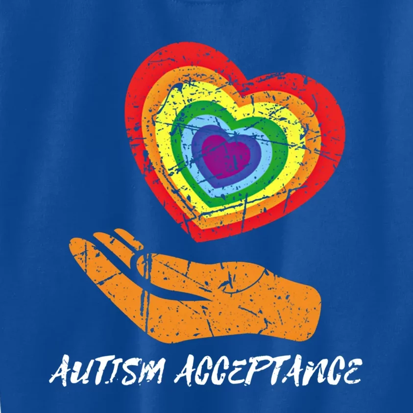 Distressed Heart Rainbow Design Acceptance Utism Gift Kids Sweatshirt