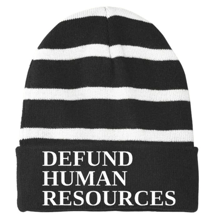 Defund Human Resources Striped Beanie with Solid Band