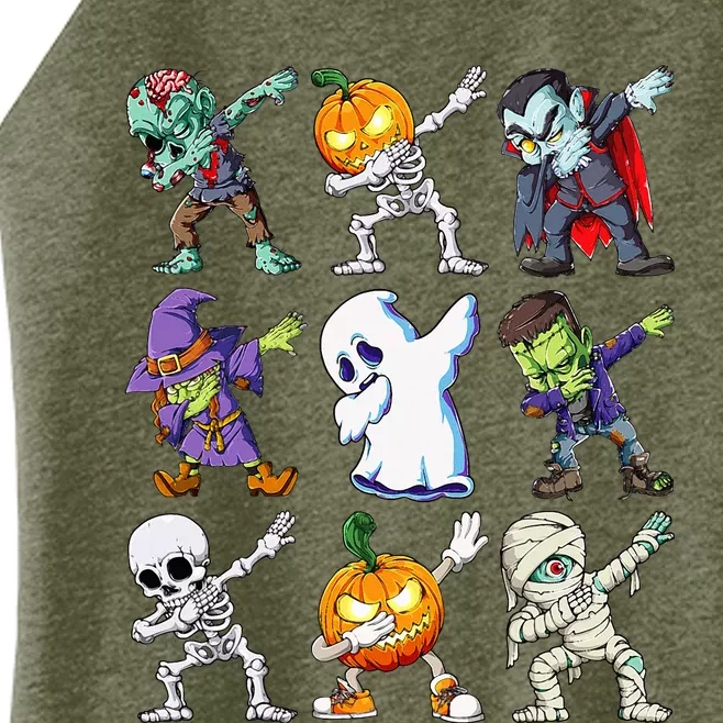 Dabbing Halloween Skeleton Zombie Scary Pumpkin Mummy Women’s Perfect Tri Rocker Tank