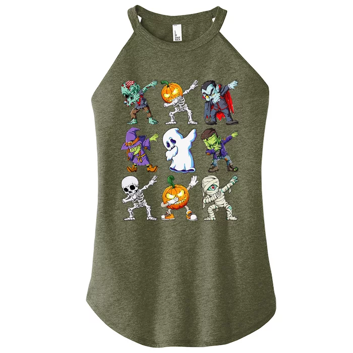 Dabbing Halloween Skeleton Zombie Scary Pumpkin Mummy Women’s Perfect Tri Rocker Tank