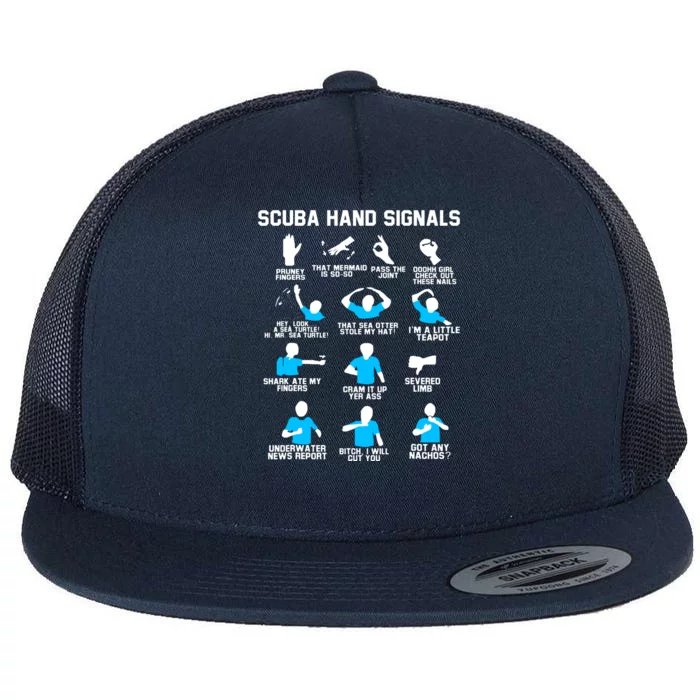 Diver Hand Sign Funny Scuba Hand Signals Flat Bill Trucker Hat