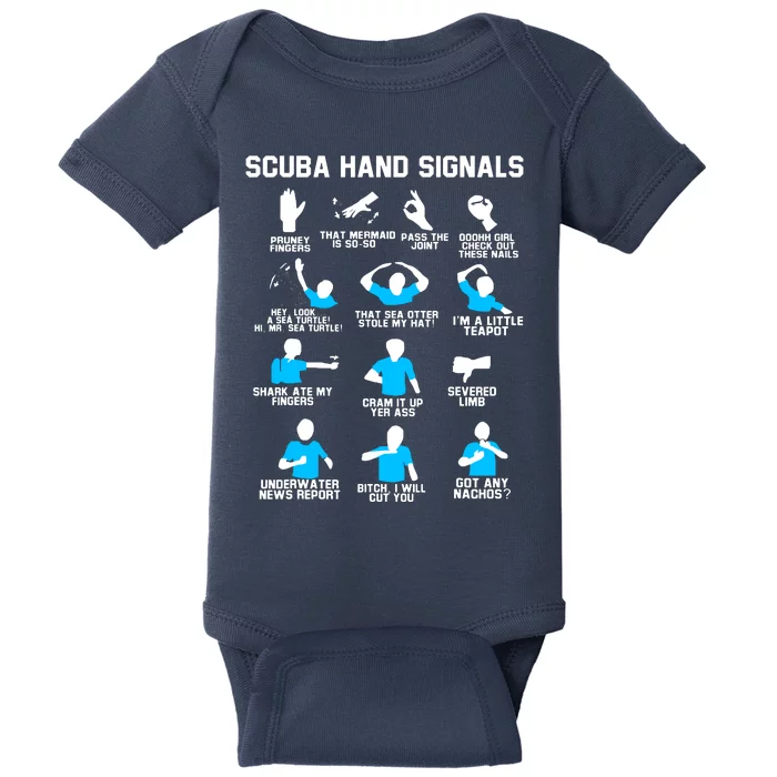 Diver Hand Sign Funny Scuba Hand Signals Baby Bodysuit