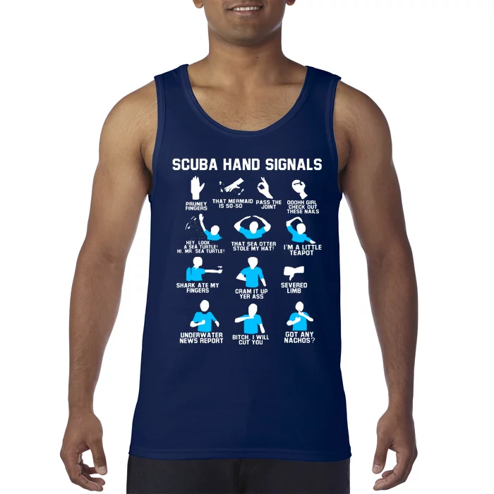 Diver Hand Sign Funny Scuba Hand Signals Tank Top