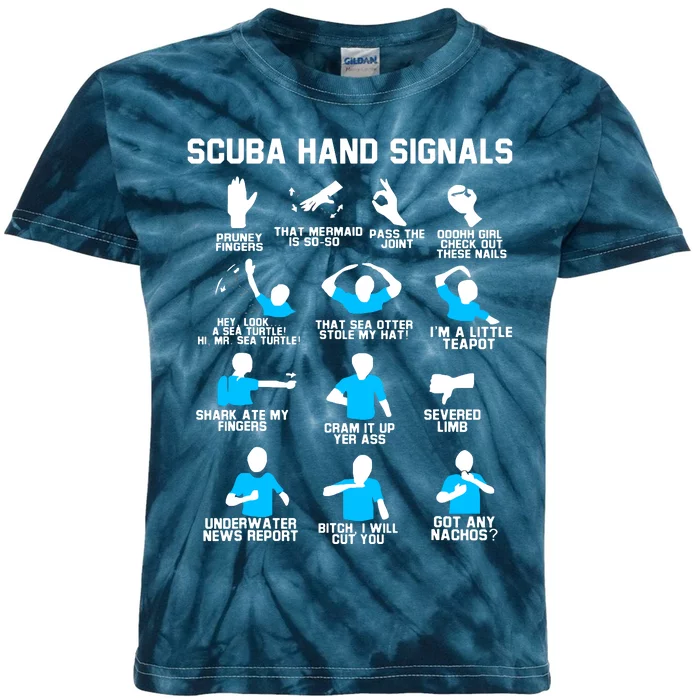 Diver Hand Sign Funny Scuba Hand Signals Kids Tie-Dye T-Shirt