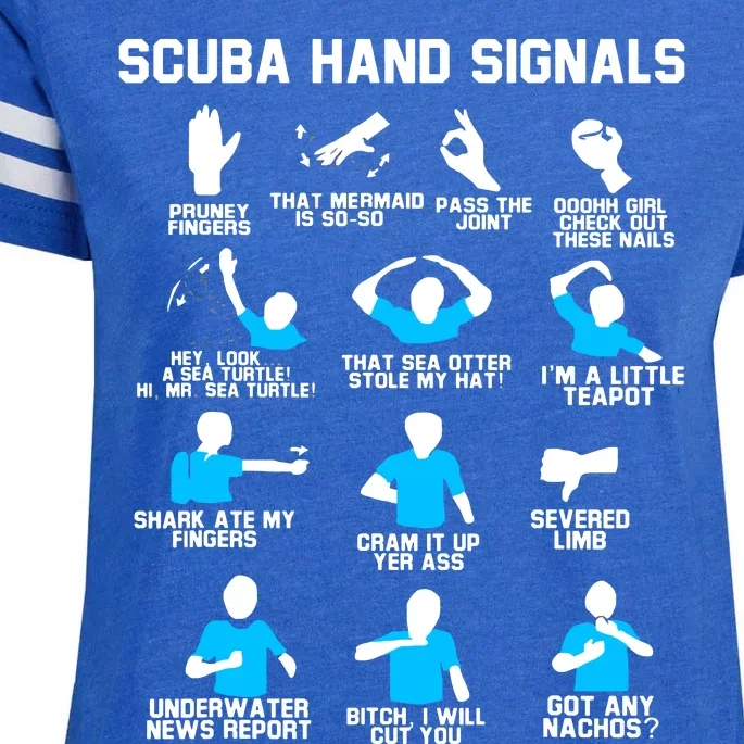 Diver Hand Sign Funny Scuba Hand Signals Enza Ladies Jersey Football T-Shirt