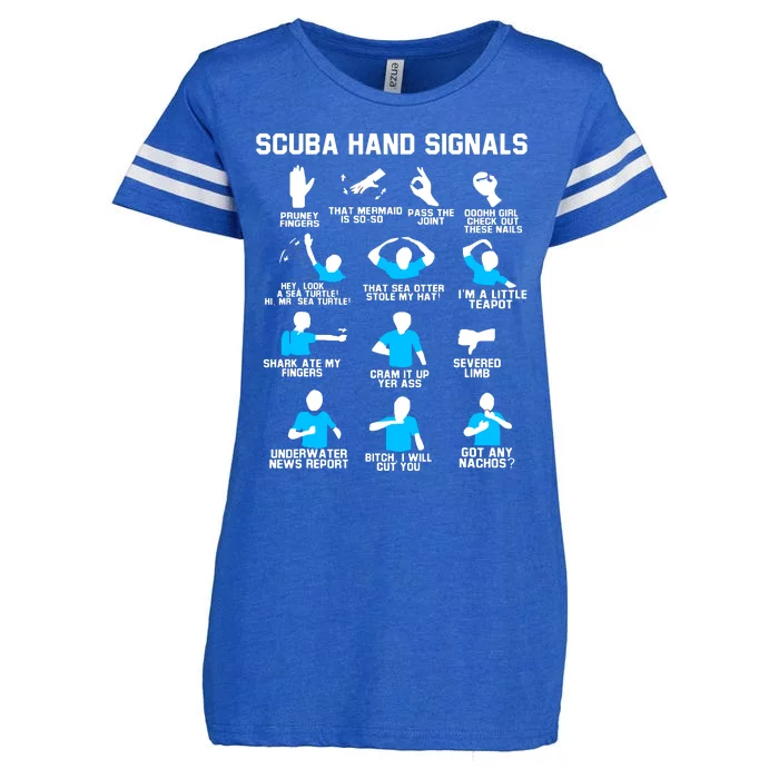 Diver Hand Sign Funny Scuba Hand Signals Enza Ladies Jersey Football T-Shirt