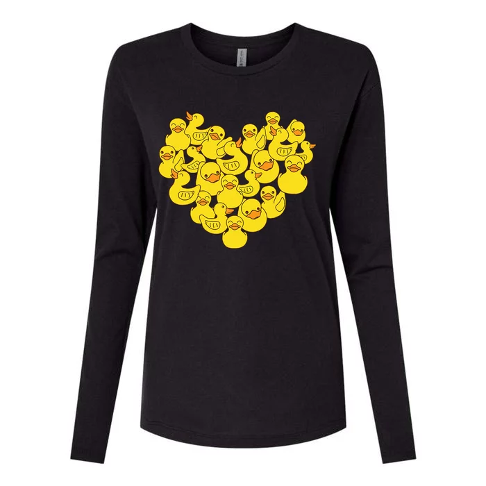 Duck Heart Symbol Love Duck Lover Womens Cotton Relaxed Long Sleeve T-Shirt