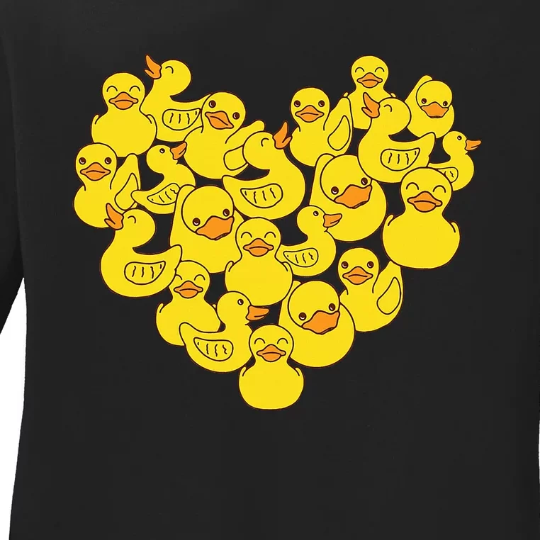 Duck Heart Symbol Love Duck Lover Ladies Long Sleeve Shirt