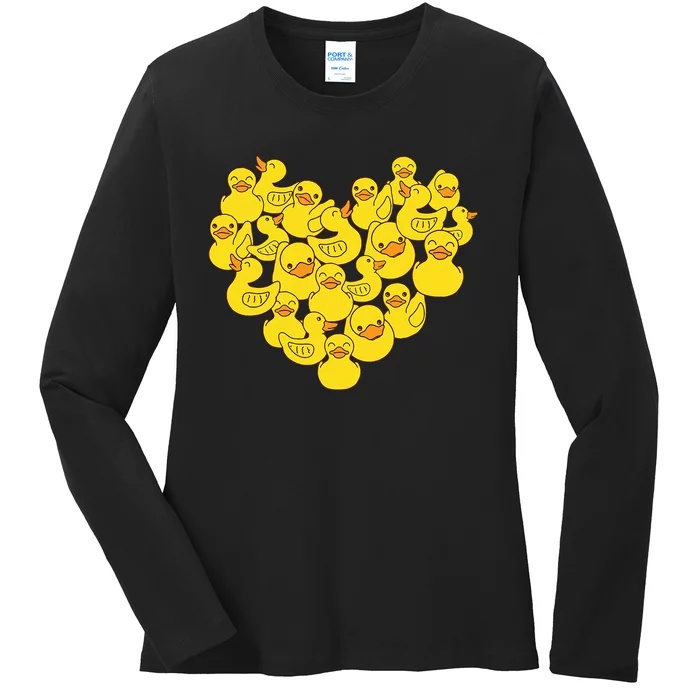 Duck Heart Symbol Love Duck Lover Ladies Long Sleeve Shirt