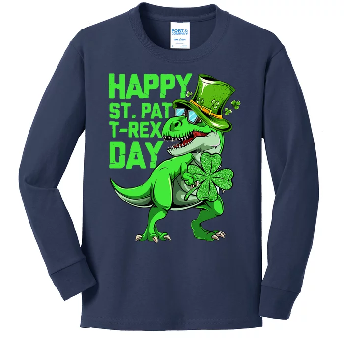 Dinosaur Happy St Pat Trex Day Dino St Patricks Day Funny Kids Long Sleeve Shirt