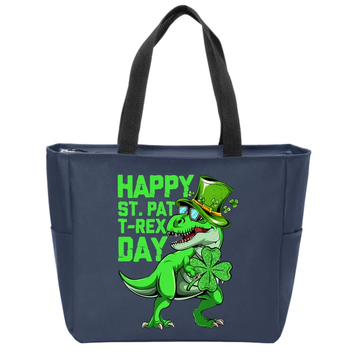 Dinosaur Happy St Pat Trex Day Dino St Patricks Day Funny Zip Tote Bag