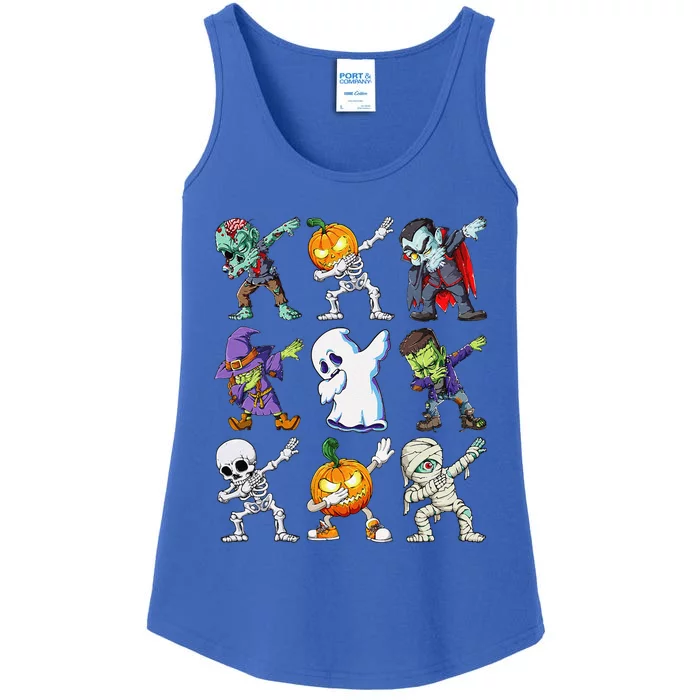 Dabbing Halloween Skeleton Zombie Scary Pumpkin Mummy Ladies Essential Tank