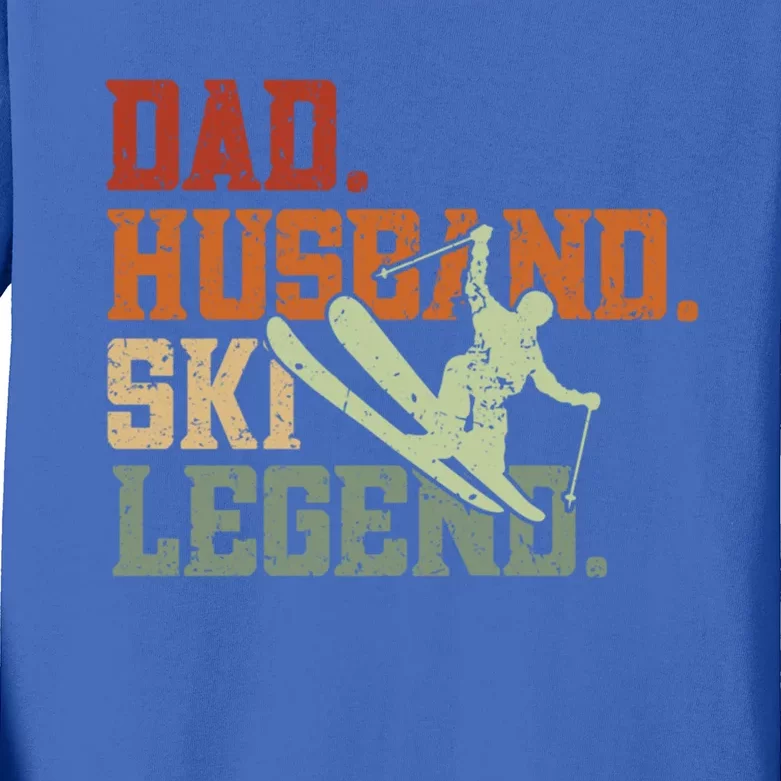 Dad Husband Ski Legend Ski Driver Funny Ski Skiing Gift Kids Long Sleeve Shirt