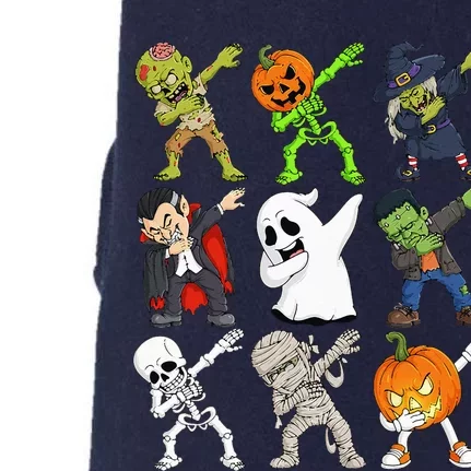 Dabbing Halloween Skeleton Zombie Scary Pumpkin Vampire Doggie 3-End Fleece Hoodie