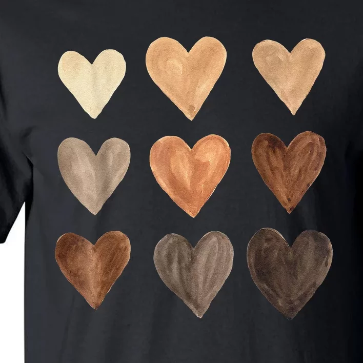 Diversity Heart Skin Tones Black Pride Melanin Kindness Gift Tall T-Shirt