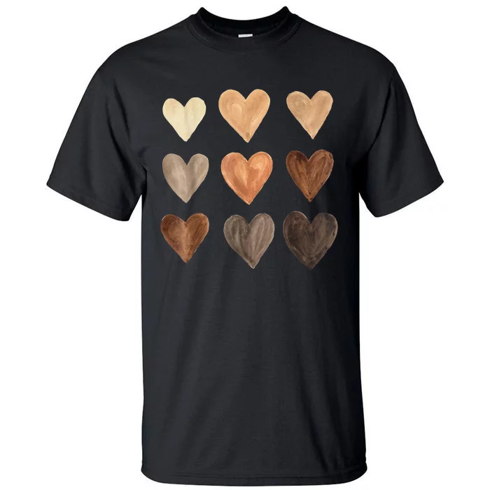 Diversity Heart Skin Tones Black Pride Melanin Kindness Gift Tall T-Shirt