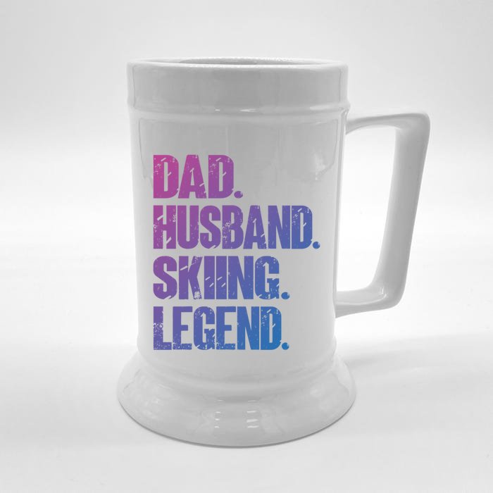 Dad Husband Skiing Legend Snow Sport Funny Dad Ski Skiing Cool Gift Front & Back Beer Stein