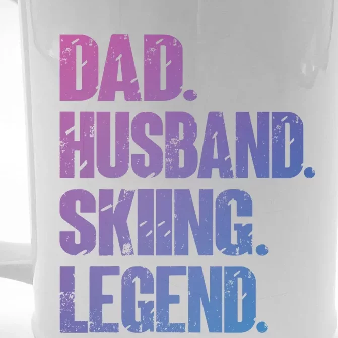 Dad Husband Skiing Legend Snow Sport Funny Dad Ski Skiing Cool Gift Front & Back Beer Stein