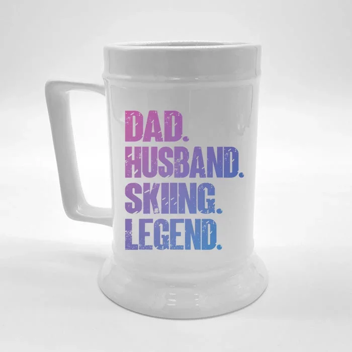 Dad Husband Skiing Legend Snow Sport Funny Dad Ski Skiing Cool Gift Front & Back Beer Stein