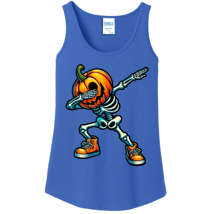 Dabbing Halloween Skeleton Boy Trick Treat Funny Pumpkin Ladies Essential Tank