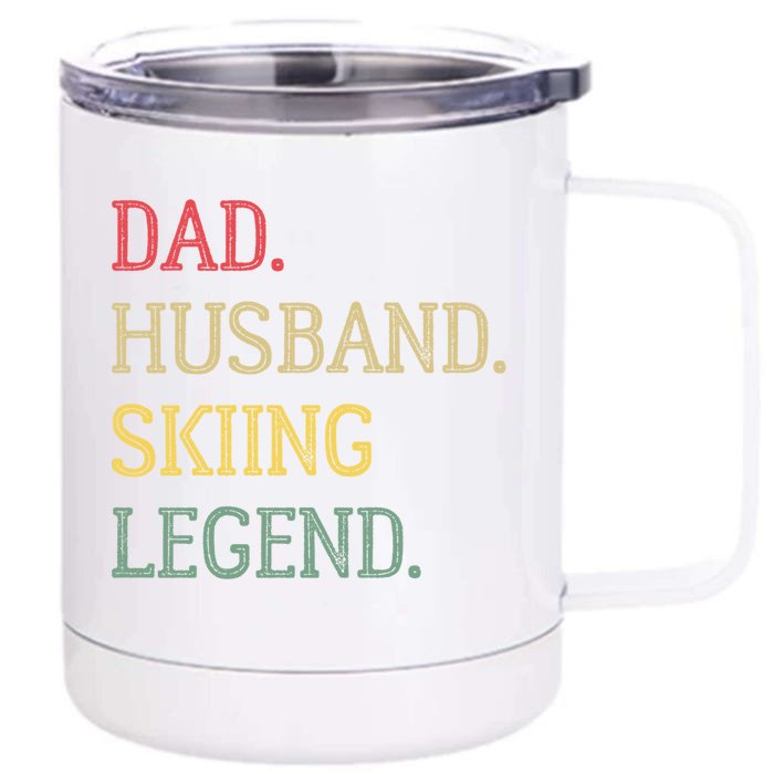 Dad Husband Skiing Legend Vintage Skiing Dad Gift Front & Back 12oz Stainless Steel Tumbler Cup