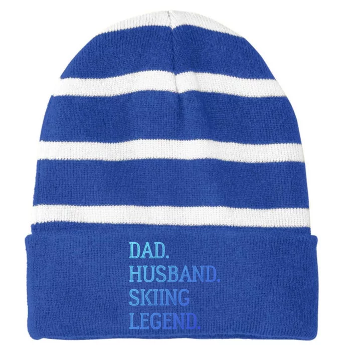 Dad Husband Skiing Legend Vintage Skiing Dad Gift Striped Beanie with Solid Band