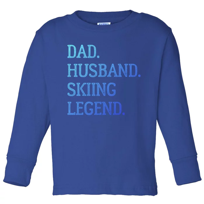 Dad Husband Skiing Legend Vintage Skiing Dad Gift Toddler Long Sleeve Shirt