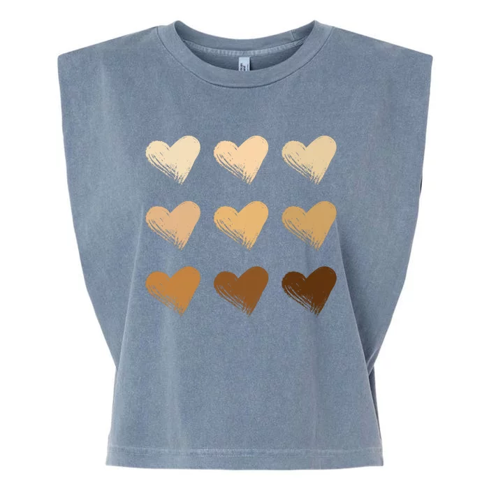 Diversity Heart Skin Tones Black Pride Melanin Kindness Gift Garment-Dyed Women's Muscle Tee