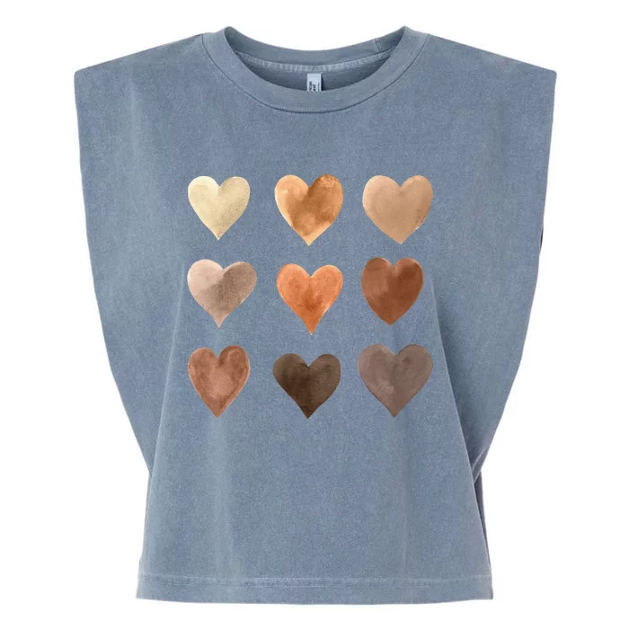 Diversity Heart Skin Tones Black Kindness Melanin and Love Garment-Dyed Women's Muscle Tee