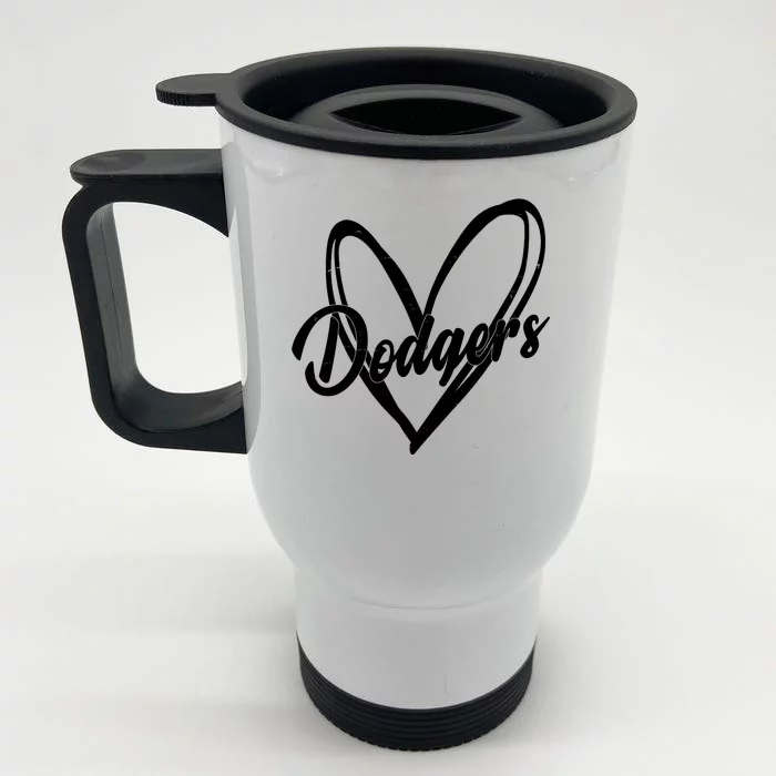 Dodgers Heart Sport Lover Fan Front & Back Stainless Steel Travel Mug