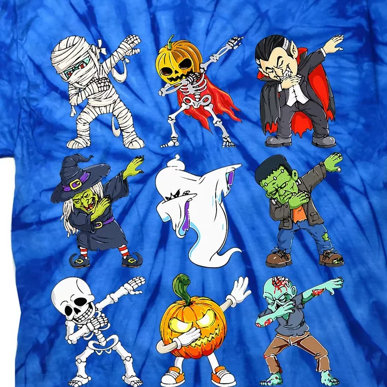 Dabbing Halloween Skeleton Zombie Scary Pumpkin Tie-Dye T-Shirt