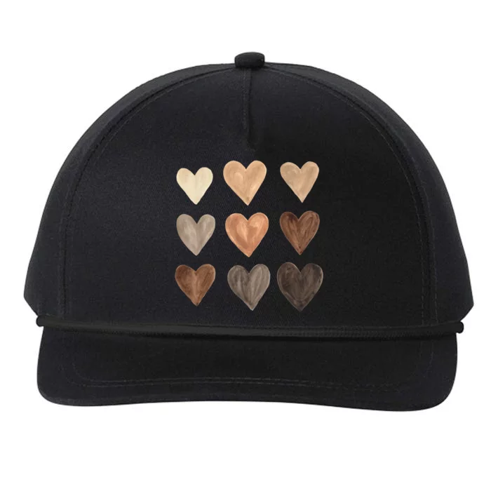 Diversity Heart Skin Tones Black Pride Melanin Kindness Gift Funny Gift Snapback Five-Panel Rope Hat