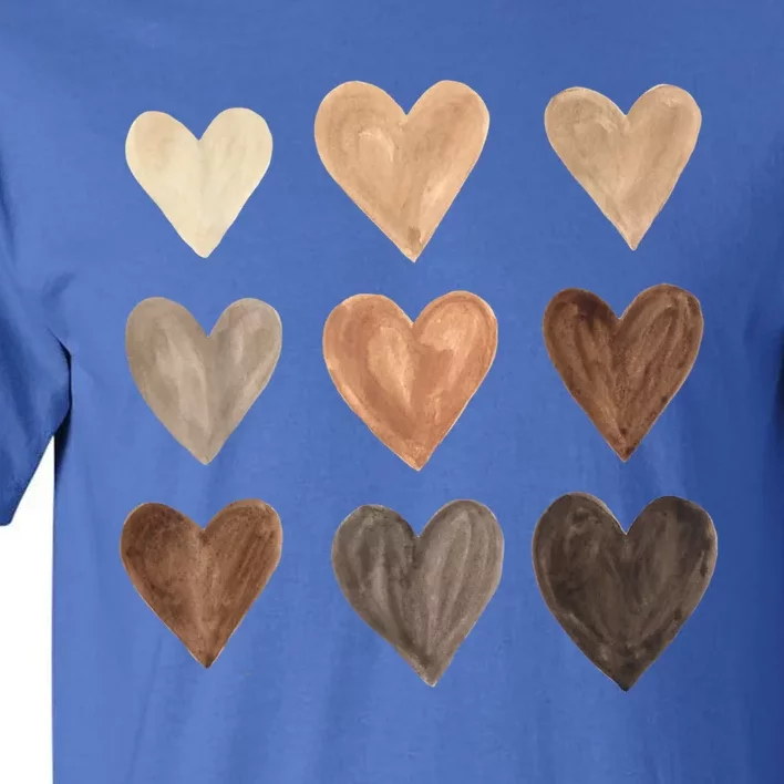 Diversity Heart Skin Tones Black Pride Melanin Kindness Gift Funny Gift Tall T-Shirt