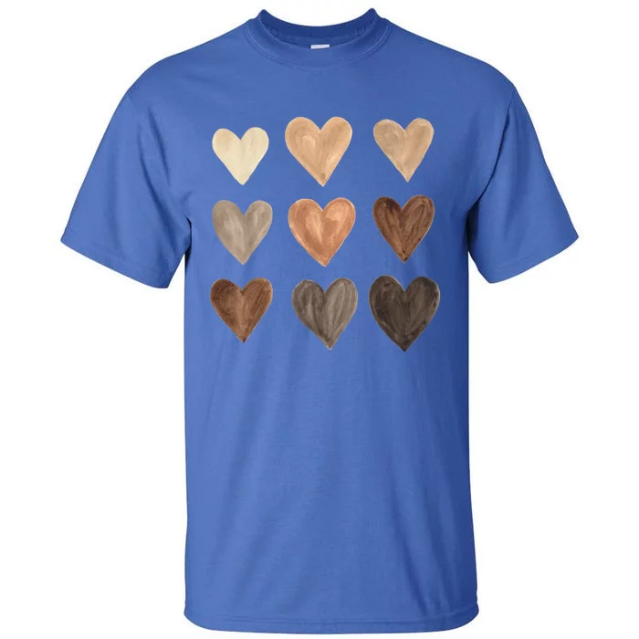 Diversity Heart Skin Tones Black Pride Melanin Kindness Gift Funny Gift Tall T-Shirt