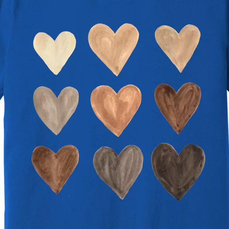 Diversity Heart Skin Tones Black Pride Melanin Kindness Gift Funny Gift Premium T-Shirt