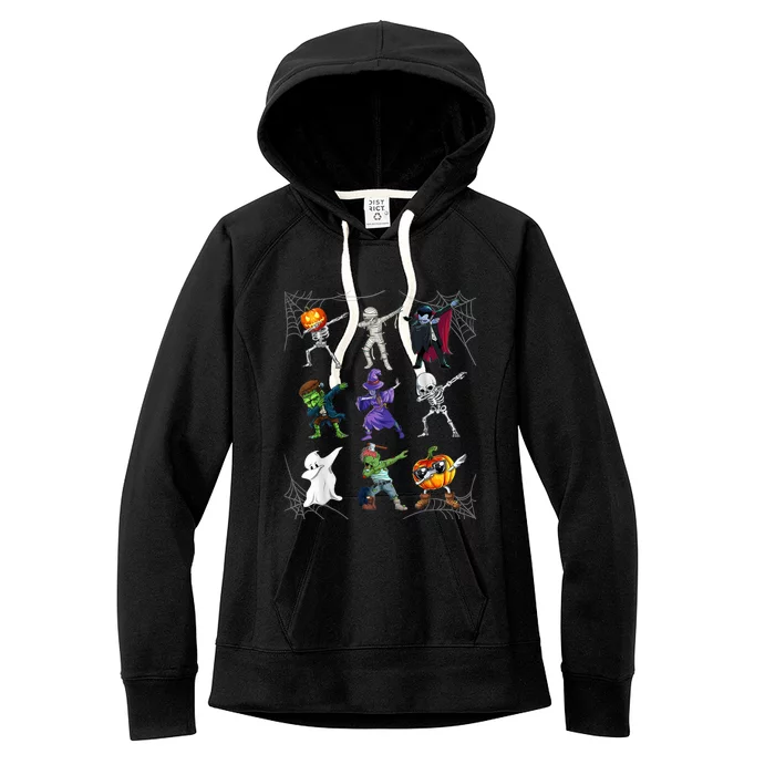 Dabbing Halloween Skeleton Zombie Scary Pumpkin Mummy Women's Fleece Hoodie