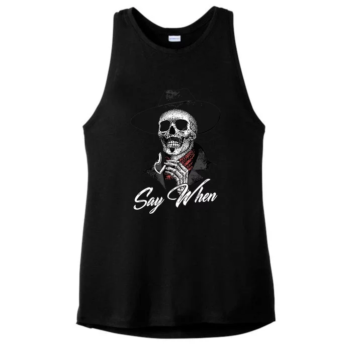 Doc Holiday Say When Skull Ladies Tri-Blend Wicking Tank