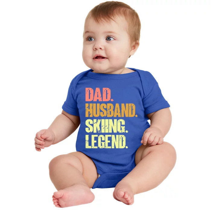 Dad Husband Skiing Legend Funny Gift Snow Sport Funny Dad Ski Skiing Gift Baby Bodysuit