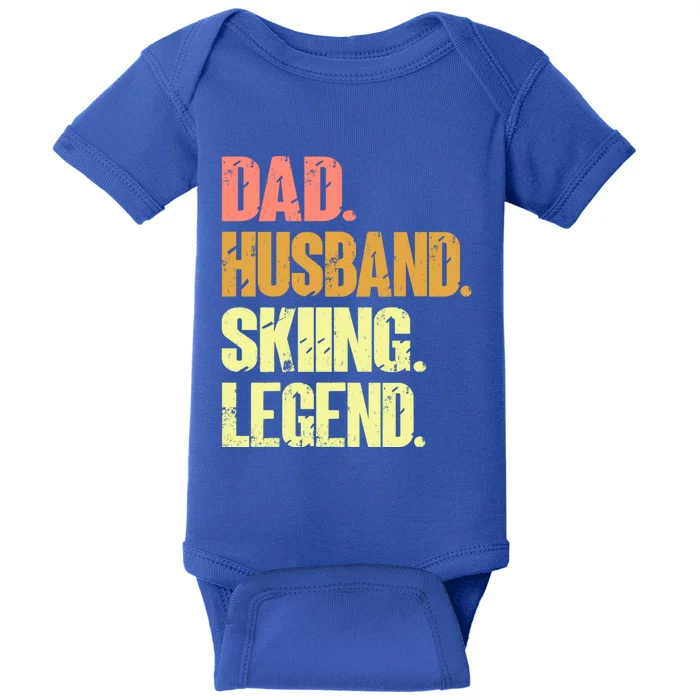 Dad Husband Skiing Legend Funny Gift Snow Sport Funny Dad Ski Skiing Gift Baby Bodysuit