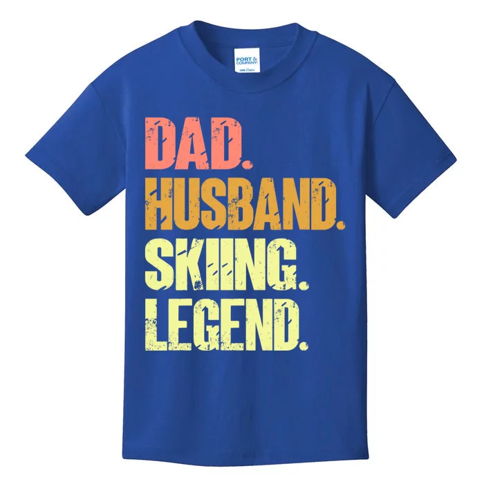 Dad Husband Skiing Legend Funny Gift Snow Sport Funny Dad Ski Skiing Gift Kids T-Shirt