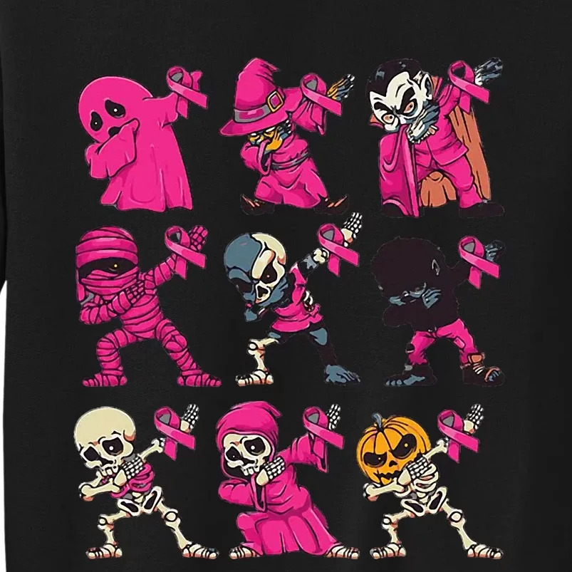 Dabbing Halloween Skeleton Pumpkin Breast Cancer Awareness Sweatshirt