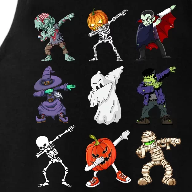 Dabbing Halloween Skeleton Zombie Scary Pumpkin Mummy Ladies Tri-Blend Wicking Tank