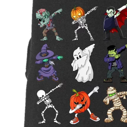 Dabbing Halloween Skeleton Zombie Scary Pumpkin Mummy Doggie 3-End Fleece Hoodie