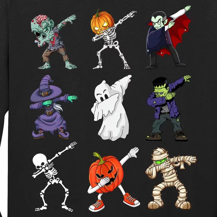 Dabbing Halloween Skeleton Zombie Scary Pumpkin Mummy Tall Long Sleeve T-Shirt