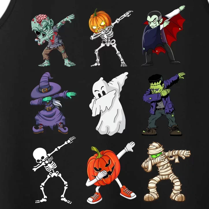 Dabbing Halloween Skeleton Zombie Scary Pumpkin Mummy Performance Tank