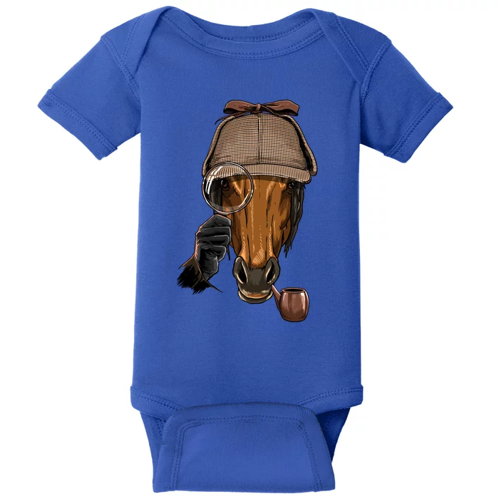 Detective Horse Spy Investigator Animal Horse Lover Cow Gift Baby Bodysuit