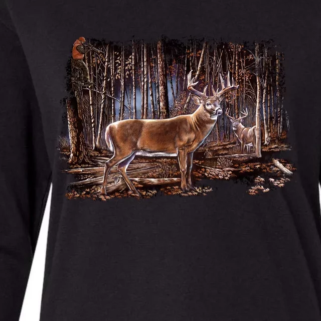 Deer Hunting Scene Womens Cotton Relaxed Long Sleeve T-Shirt